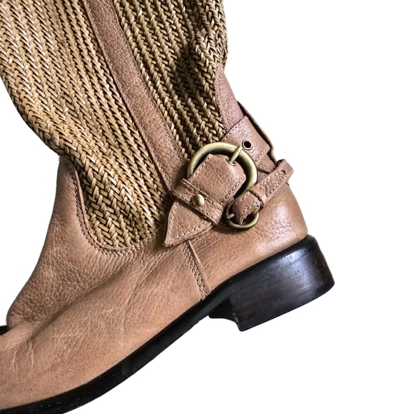 Anthropologie Schuler and Sons Tall Tan Round Toe leather boots women size US 7B - Picture 4 of 8